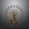 Golden Ferris Wheel Architectural Structure With Exquisite Cabins And Metal Frame