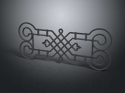 Decorative Metal Fence Design With Curved Lines Interlaced Lattice And Heart Motifs 3d model