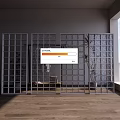 White Grid Partition Wall in Room with Wooden Floor Natural Light and Potted Plant