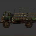 Vintage Military Truck With Camouflage Paint Open Cargo Bed And Metal Frame