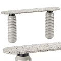 Modern Console Table With Terrazzo Countertop And White Ribbed Cylindrical Legs