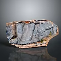 Detailed Natural Rock with Layered Gray Texture and Green Moss on Surface