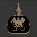 Antique Black Helmet With Gold Spiked Top And Eagle Emblem Design