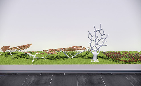 Modern City Sculpture Structure Landscape Sculpture 3d model