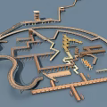 Road Facilities Featuring Winding Boardwalks Multi Level Bridges And Observation Towers 3d model