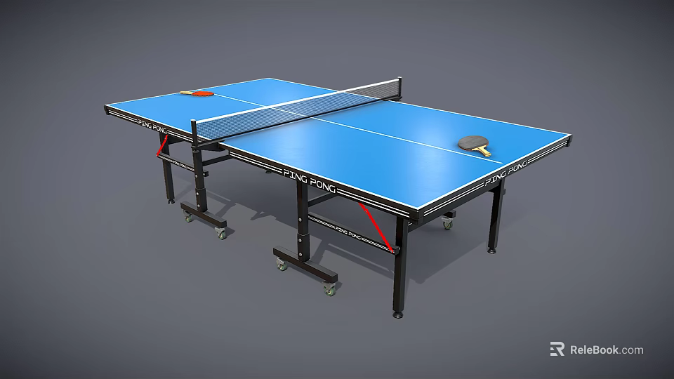 Portable Ping Pong Table Sports Equipment With Net Paddle And Ball 3d model 