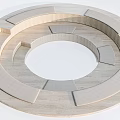 Circular Wooden Sofa Set With Segmented Panels And Central Space For Modern Interior Design 3d model