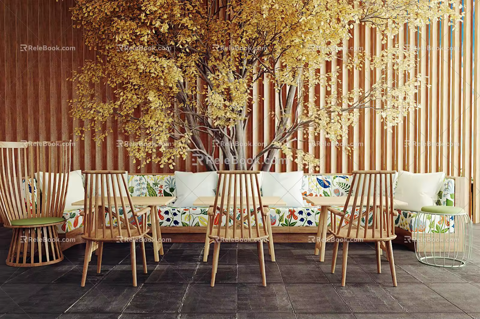 Dining table and chair combination 3d model