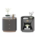 Modern Bedside Tables Design With Sleek Finish Decorative Vases Books And Figurines