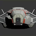 Futuristic White Sci Fi Spaceship with Red Stripes Sleek Aerodynamic