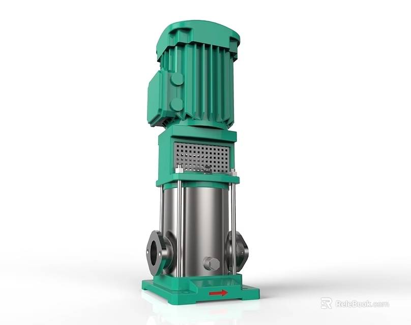 Green Vertical Industrial Pump With Stainless Steel Body Motor Driven High Efficiency Design 3d model 