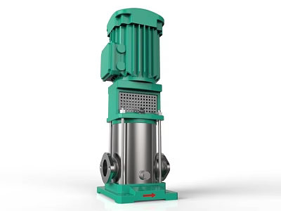 Green Vertical Industrial Pump With Stainless Steel Body Motor Driven High Efficiency Design 3d model