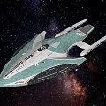 Futuristic Spaceship With Sleek Design Flying In Starry Space Background