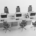 Modern Office Desk Workstation Setup With Ergonomic Chairs Computers And Keyboard 3d model
