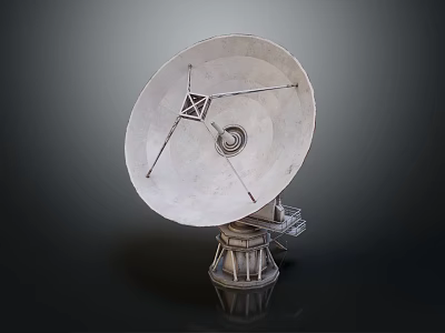 White Dish Shaped Satellite Receiver Household Electrical Appliance With Metal Stand 3d model