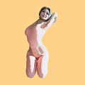 Woman Doing Stretching Exercise In Pink Sportswear Against Orange Background
