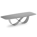 Modern Rectangular Marble Dining Tables With Unique Curved Crossed Metal Bases For Home Dining Rooms
