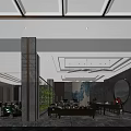 Luxurious Hotel Lobby Interior With Grand Chandelier Marble Floor And Art Mural