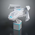 White Geometric Aerospace Mechanical Device With Blue Accents And Stable Base Structure 3d model