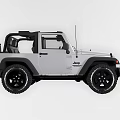 Silver Jeep Convertible With Black Wheels And Off Road Style 3d model