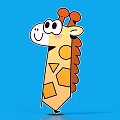 Cute Cartoon Giraffe With Yellow Body Brown Spots Big Eyes Smiling On Blue Background