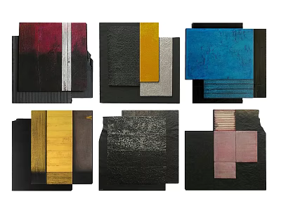 Modern Abstract Wall Art With Colorful Textured Panels And Geometric Designs 3d model