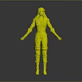 3D Rendered Child Character In Dark Outfit With Red Belt Long Boots And Black Hair