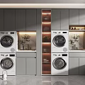 Modern Bathroom Cabinet Rack With Washing Machines And Storage Cabinets Lighting Design