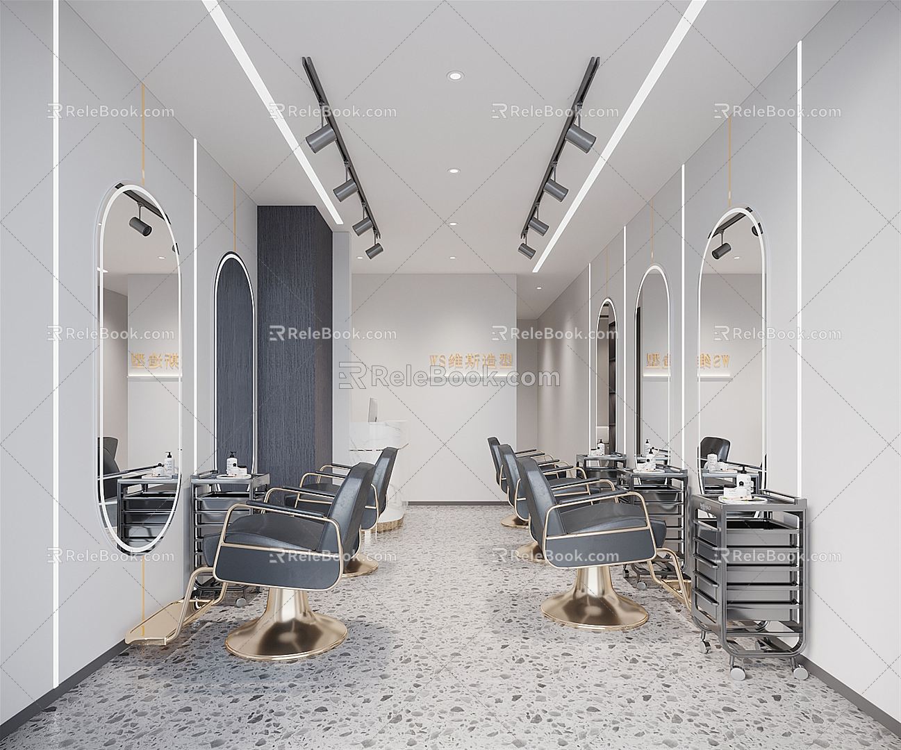 Light Luxury Barber Shop 3d model