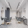 Modern Hair Salon Interior With Barber Chairs Mirrors And Styling Workstations