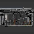 Industrial Equipment with Pipes Valves Metal Frame and Green Base Platform