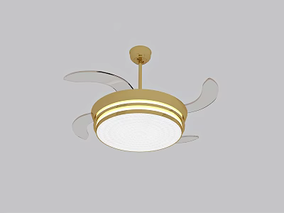 Modern Gold Ceiling Air Conditioner Fan With Transparent Blades And Light 3d model