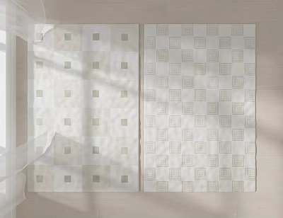 Light Colored Square Rugs With Checkered Pattern For Modern Living Room Floor 3d model