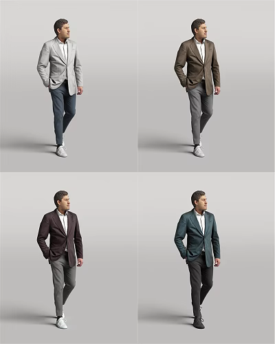 Stylish Men Wearing Different Suits Jackets Trousers And White Shoes 3d model Stylish Men Wearing Different Suits Jackets Trousers And White Shoes 3d model