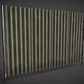Corrugated Metal Fence with Rustic Green Brown Tones and Metal Support Brackets