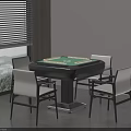 Modern Mahjong Entertainment Table Interior with Four Chairs and Window Blinds 3d model