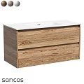 Modern Bathroom Vanity With Wooden Cabinet Double Drawers And White Countertop