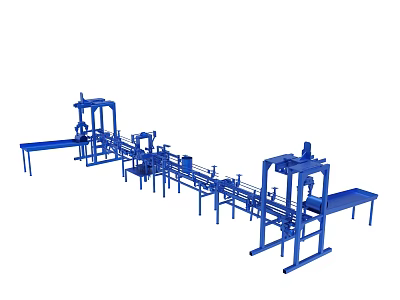 Blue Industrial Automated Production Line With Structural Mechanical Equipment And Conveyors 3d model