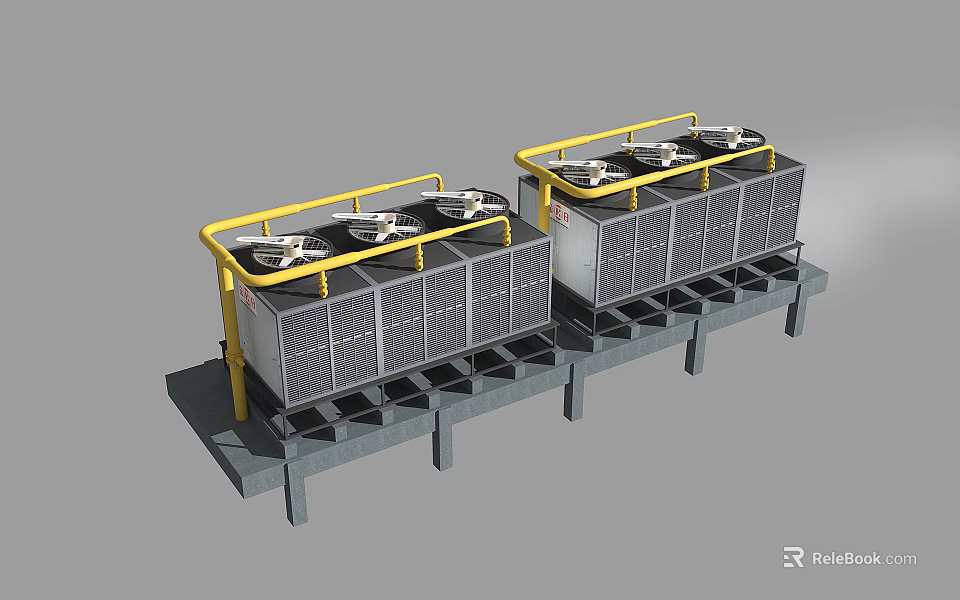 Commercial Air Conditioner Air Outlet Units With Metal Frame And Installation Design 3d model 