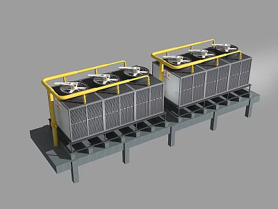 Commercial Air Conditioner Air Outlet Units With Metal Frame And Installation Design 3d model