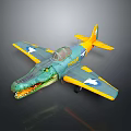 Fun Crocodile Shaped Toy Airplane With Green Body Yellow Wings And White Stars