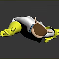 Cartoon Scientist Character Waving Hand With Yellow Gloves And Friendly Creature