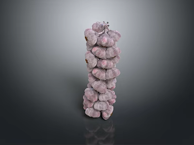 Fresh Garlic Bulbs Stacked in Vertical Arrangement on Dark Background 3d model