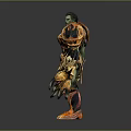 Fantasy Character 3D Model With Green Skin Flame Armor Sharp Claws And Mighty Look