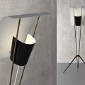 Modern Floor Lamp With White Shade Black Accent And Tripod Metal Stand