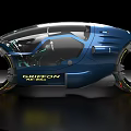 GRIFFON Functional Vehicle With Blue Futuristic Design Transparent Cockpit And Large Wheels