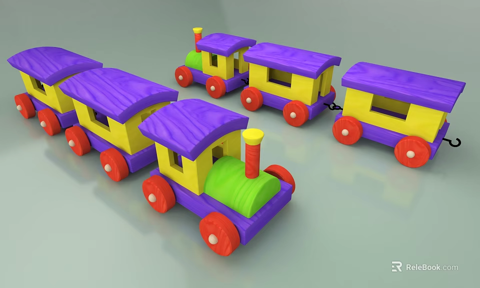 Electric Toy Train With Colorful Carriages Red Wheels And Vibrant Design 3d model 