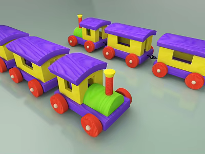 Electric Toy Train With Colorful Carriages Red Wheels And Vibrant Design 3d model
