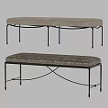 Modern Upholstered Benches Featuring Textured Fabric And Metal Frame Design