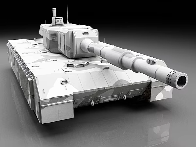 Modern Military Tank With Camouflage Paint Long Barrel Turret And Antenna Design 3d model